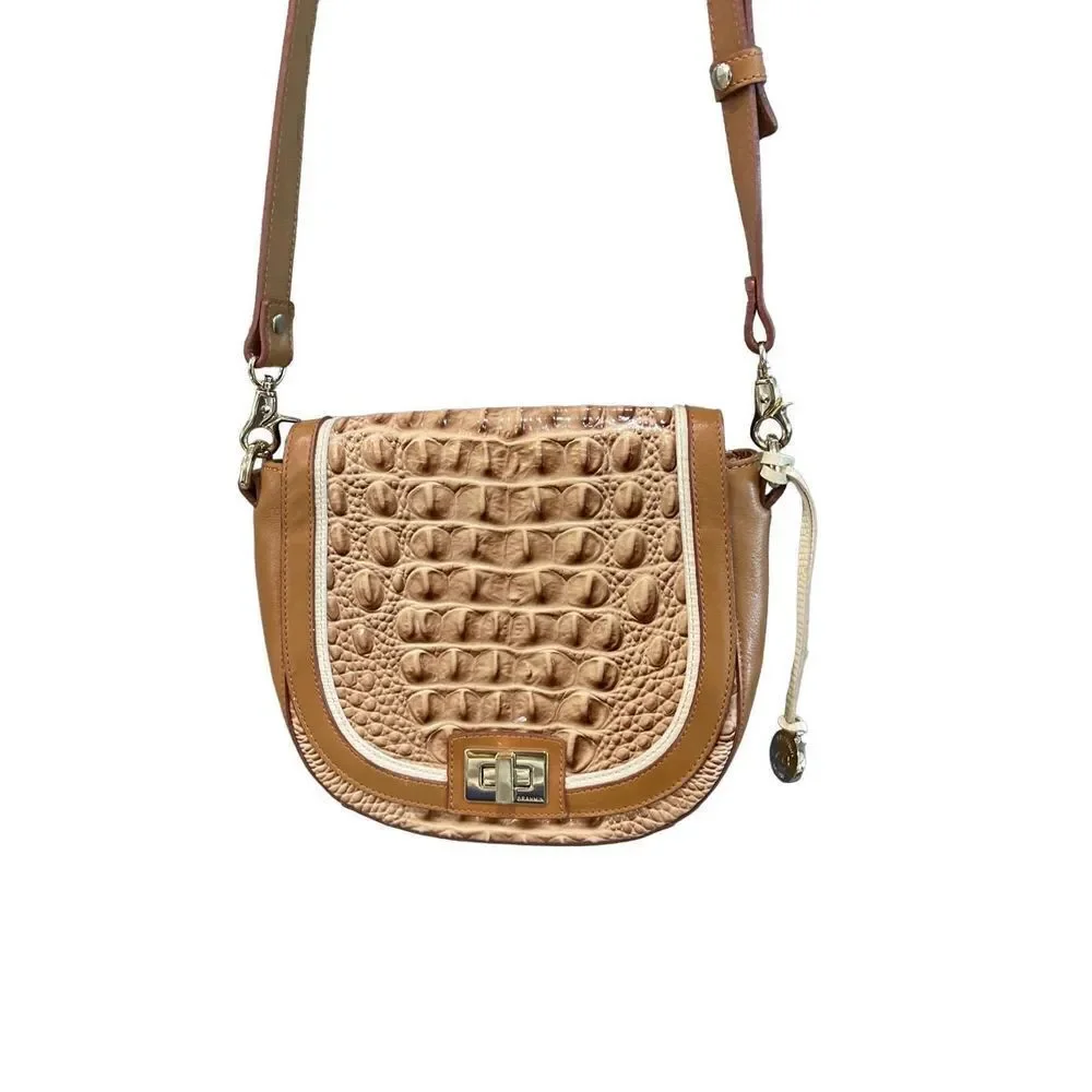 Brahmin Women's Brown Croc Embossed Crossbody Bag